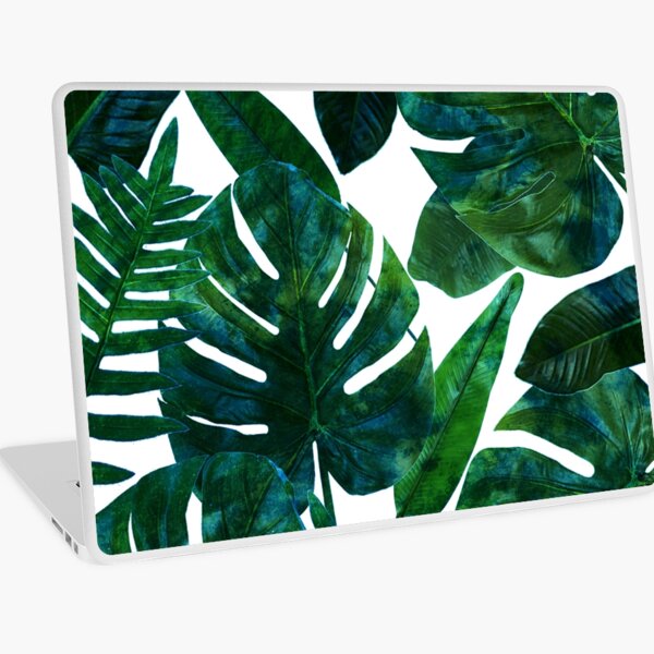 Perceptive Dream, Tropical Jungle Nature Botanical Watercolor Painting, Palm Monstera Bohemian Illustration Laptop Skin