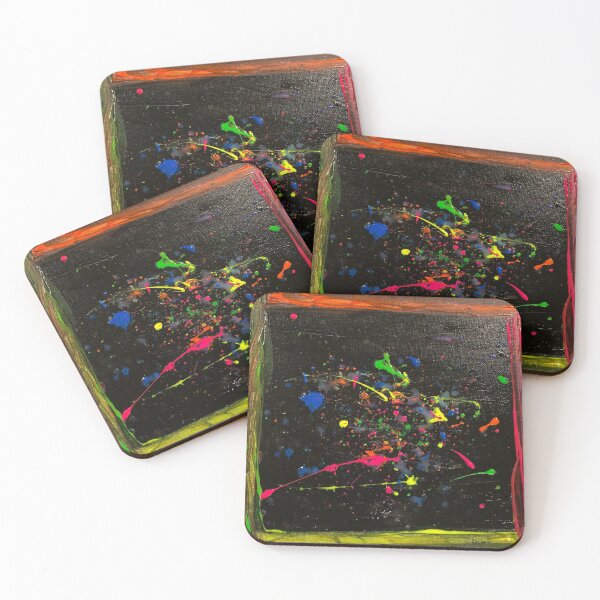 Item preview, Simon Says Neon Splattered on Black Acrylic Abstract Painting designed and sold by Silver Sky by Janet.