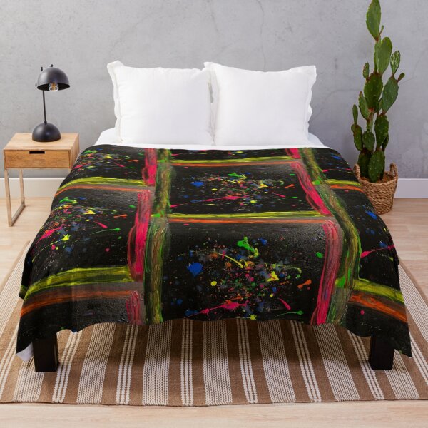 Item preview, Simon Says Neon Splattered on Black Acrylic Abstract Painting designed and sold by Silver Sky by Janet.