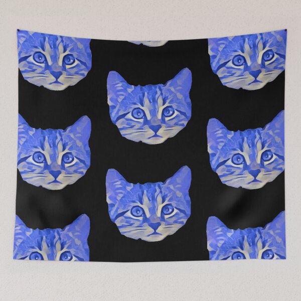 Item preview, Kitty Face Blue designed and sold by wildjellybeans.