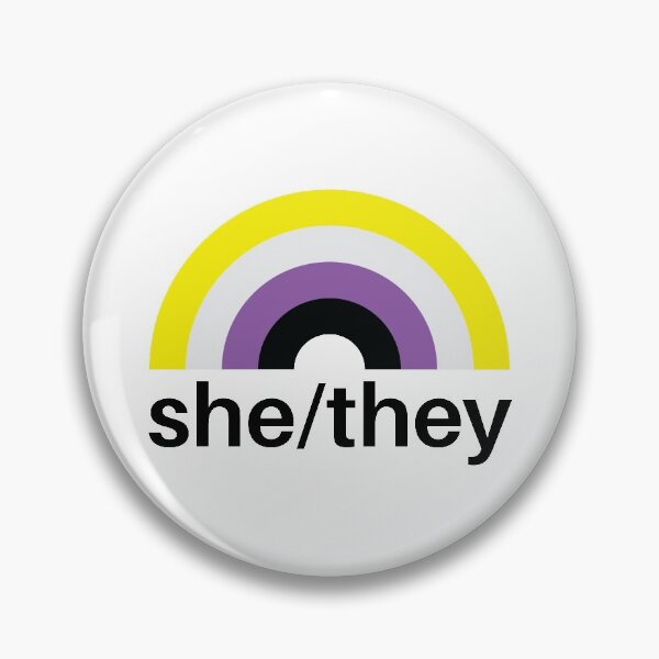 Item preview, She/They Pronouns Nonbinary Rainbow designed and sold by lavenderhearts.