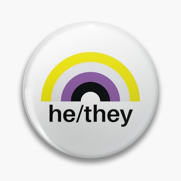 Item preview, He/They Pronouns Nonbinary Rainbow designed and sold by lavenderhearts.