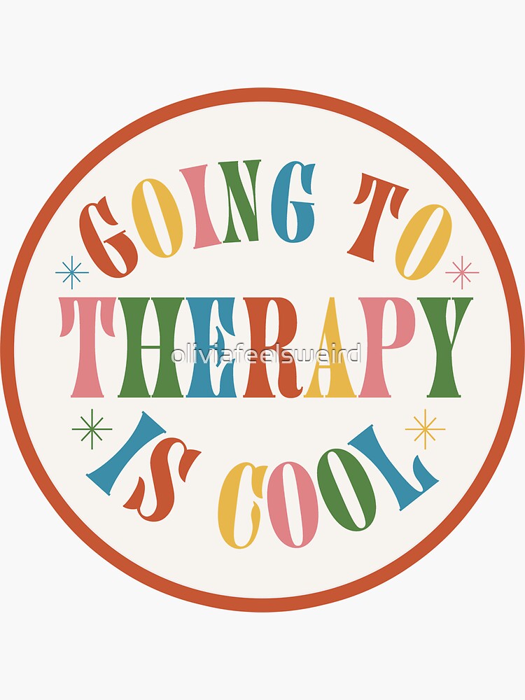 Thumbnail 3 of 3, Sticker, going to therapy is cool! designed and sold by rottenredcherry.
