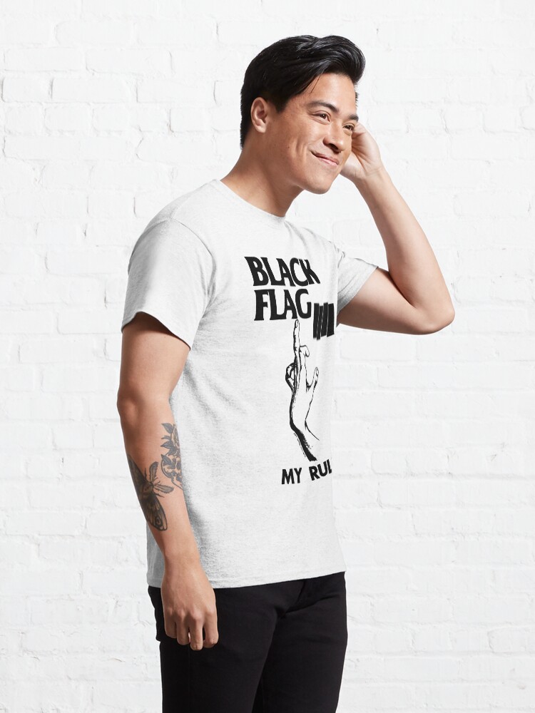 O neck Fashion Casual High Quality Print T Shirt Black Flag My Rules Men's T shirt Black-in T 