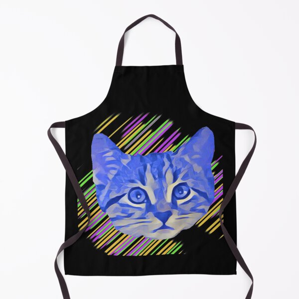 Item preview, Kitty Face Blue Colorful Stripes designed and sold by wildjellybeans.