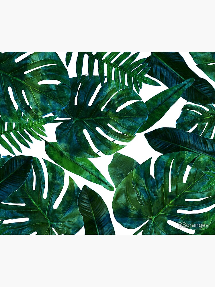 Disover Tropical Nature Monstera Watercolor Painting, Botanical Jungle Dark Palm Illustration | Tapestry