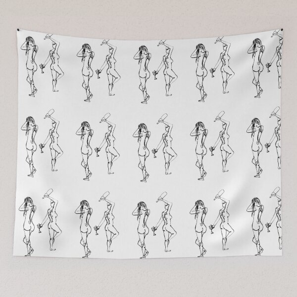 Item preview, Nude line art ink drawing designed and sold by adamclancyart.