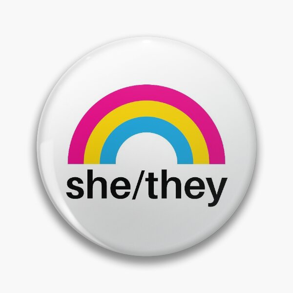 Item preview, She/They Pronouns Pansexual Rainbow designed and sold by lavenderhearts.