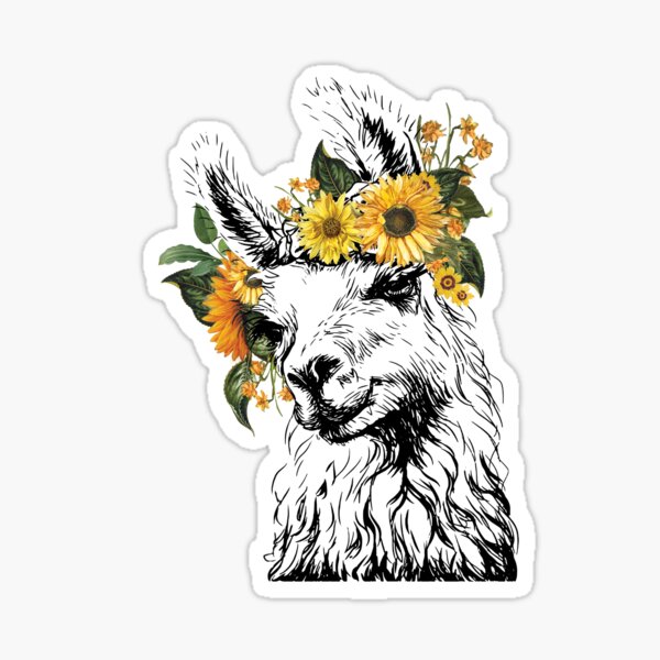 Vintage Sunflower Llama Sticker
