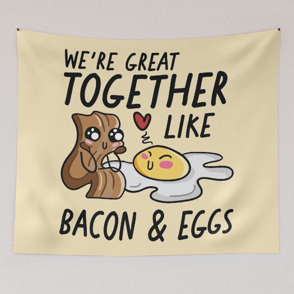 Item preview, We're Great Together Like Bacon & Eggs | Kawaii Cute Food Combos designed and sold by SLAG-Creative.