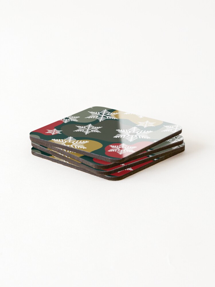 Thumbnail 4 of 5, Coasters (Set of 4), Festive Snowflakes designed and sold by Patternatica.