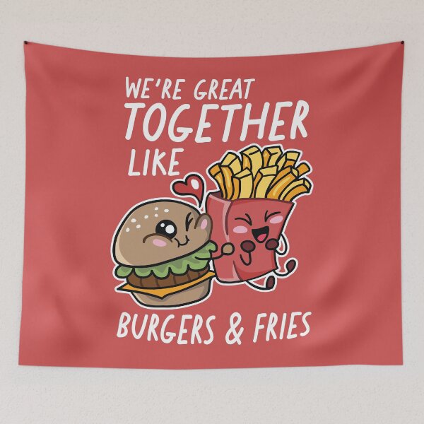 Item preview, We're Great Together Like Burgers & Fries | Kawaii Cute Food Combos designed and sold by SLAG-Creative.