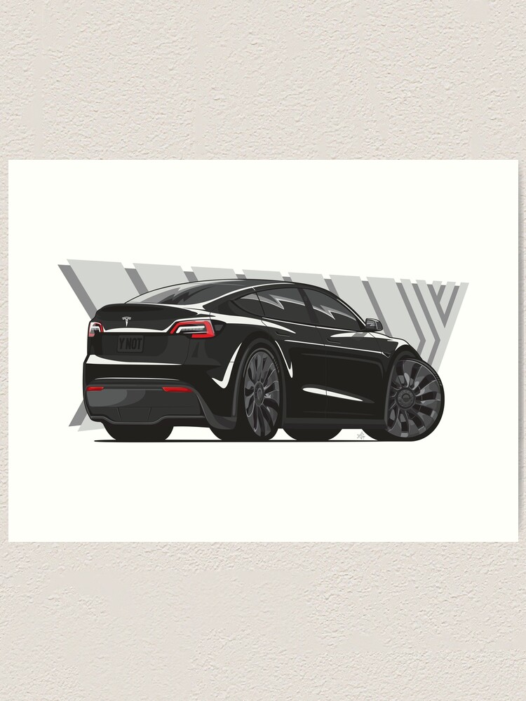 Tesla Model Y Performance In Black Art Print By Gigawattart Redbubble