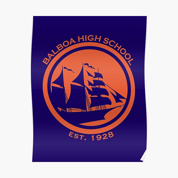 Balboa High School - Orange GSW Styled Logo Poster