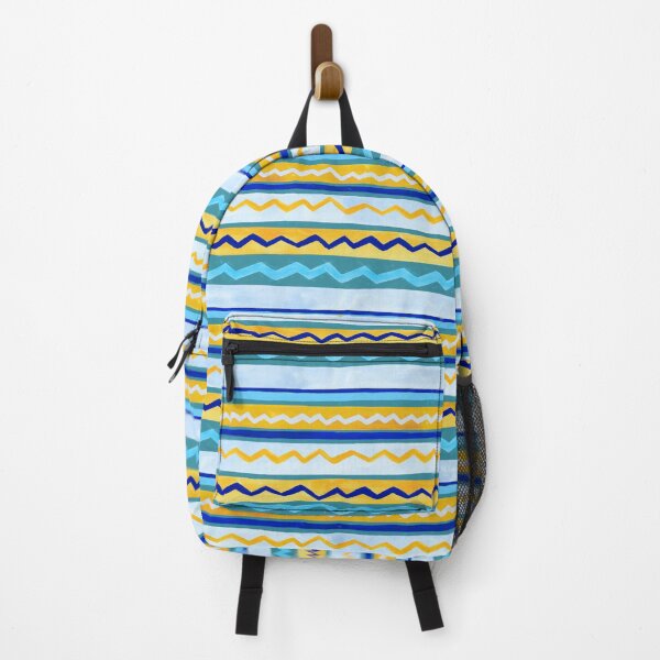 Item preview, Gouache Stripe & Ricrac Pattern - Blue & Yellow designed and sold by TigaTiga.