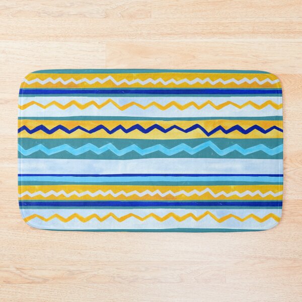 Item preview, Gouache Stripe & Ricrac Pattern - Blue & Yellow designed and sold by TigaTiga.