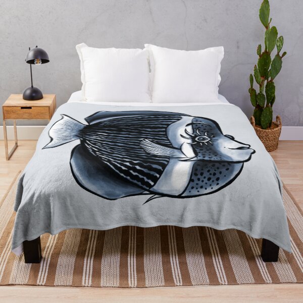 Item preview, Cute Fish Eyelashes Black White Digital Art designed and sold by Boriana Giormova.