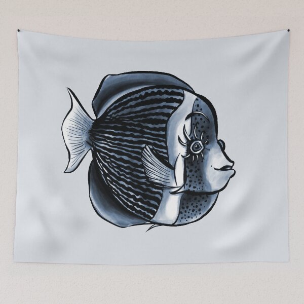 Item preview, Cute Fish Eyelashes Black White Digital Art designed and sold by Boriana Giormova.