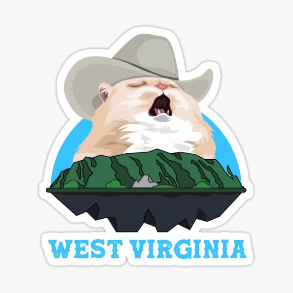 West Virginia Singing Cowboy Cat Meme Sticker By Celestialhco Redbubble