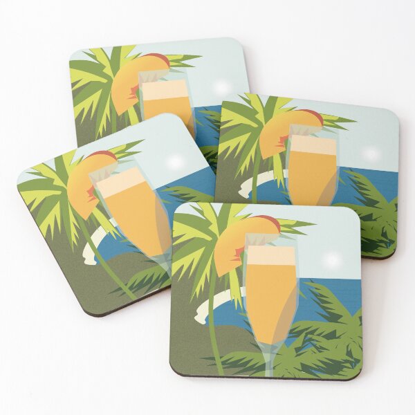 Item preview, peaches and bellini cocktail on tropical background designed and sold by DaryaGeft.