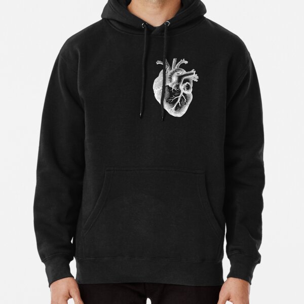 Anatomical Heart - White Outline Pullover Hoodie