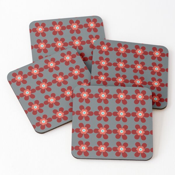 Item preview, Stand out from the crowd with this cute 50s-60s retro simple flower power block colour graphic pattern in red, orange and turqouise designed and sold by Caroline Laursen.