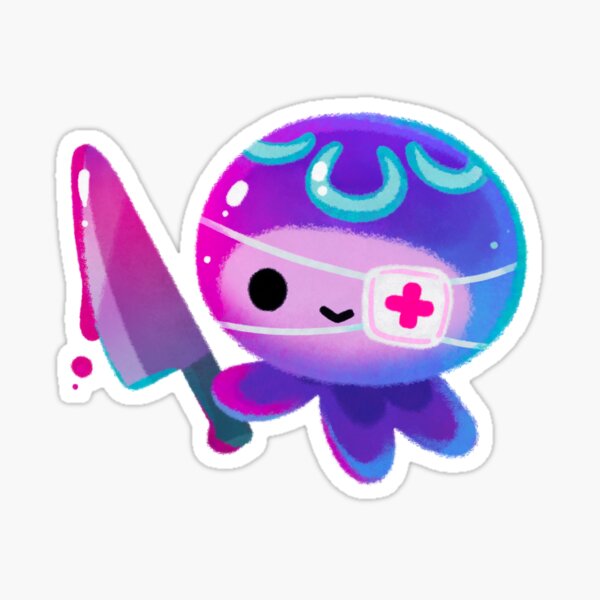 Hermit crab - pink / knife jellyfish Sticker