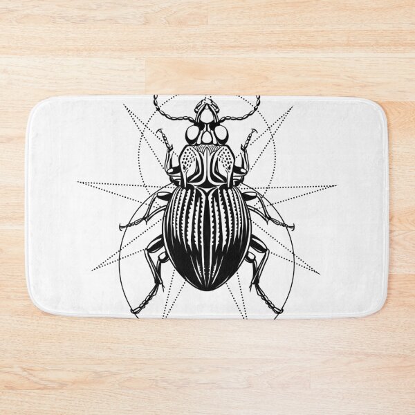 Item preview, linear geometric drawing of beetle insect on black egyptian animal bright like the sun designed and sold by Mariuki Flow.