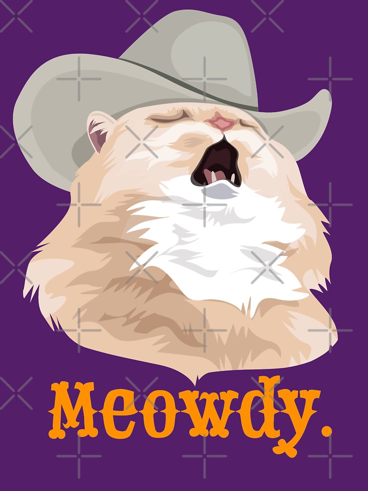 "Meowdy Singing Cat Wearing a Cowboy Hat Meme" Tshirt by CelestialHCO