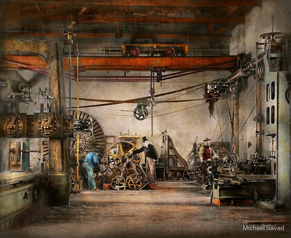 "Steampunk In an old clock shop 1866" by Michael Savad Redbubble