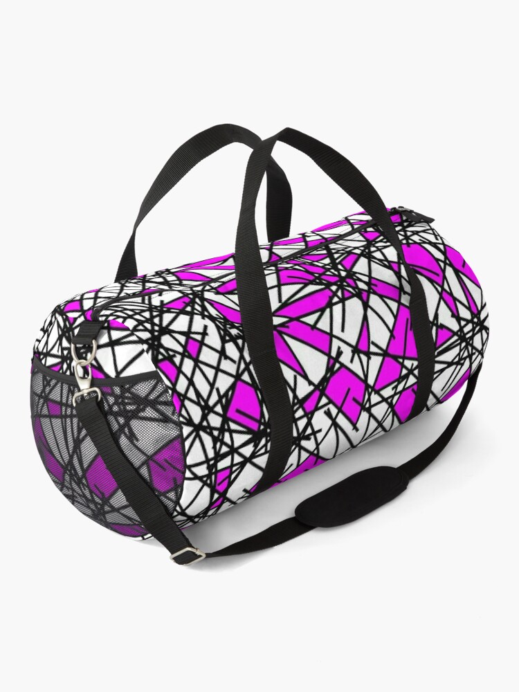 Discover 80s Abstract Pink Black Pattern Duffel Bag