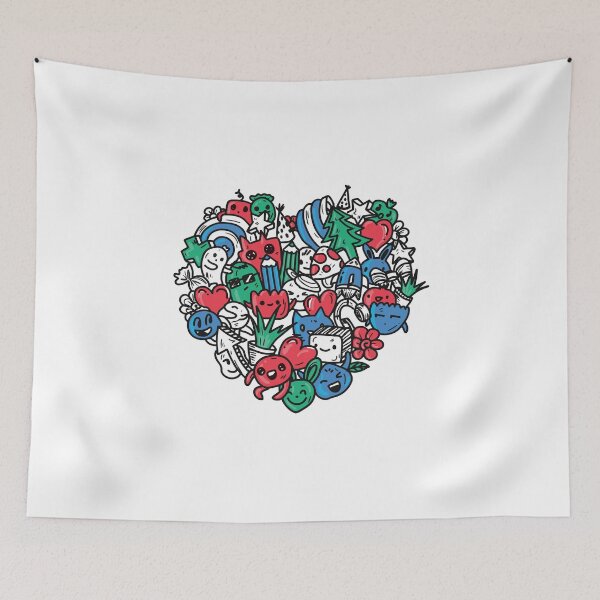 Item preview, Colorful cute doodle art design in heart shape designed and sold by Nesdigiart.