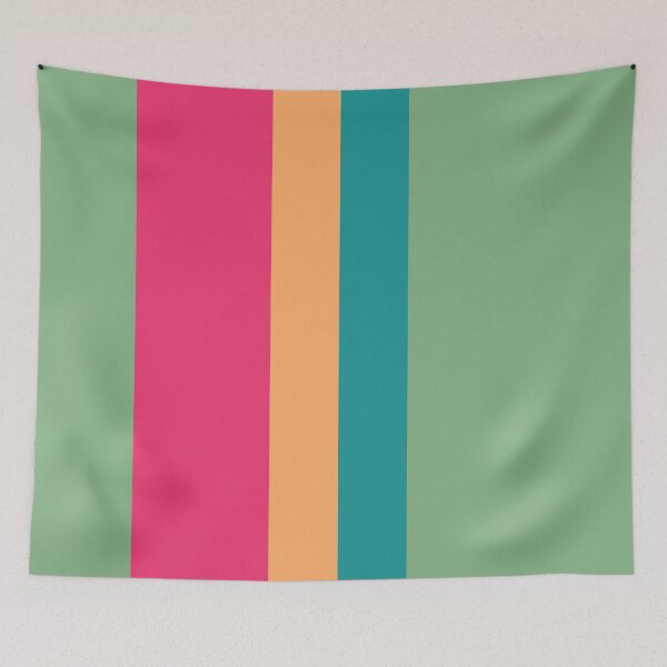 Item preview, Simple flat green pink yellow stripes designed and sold by Thecolorschemer.