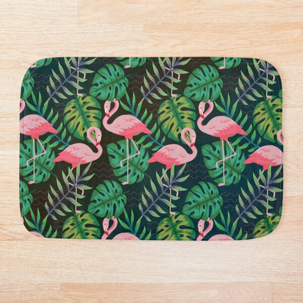 Item preview,  Pink flamingo with tropical leaves designed and sold by synift22.