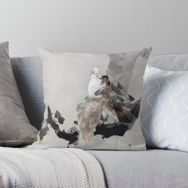 Watanabe Seitei Pigeons in a Tree Throw Pillow