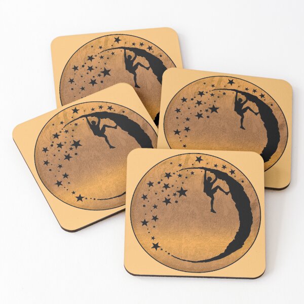 Item preview, Climber on the Moon Rock in Yellow Orange Bouldering Gift Mountain Adventure - Bouldering designed and sold by MadandMean.