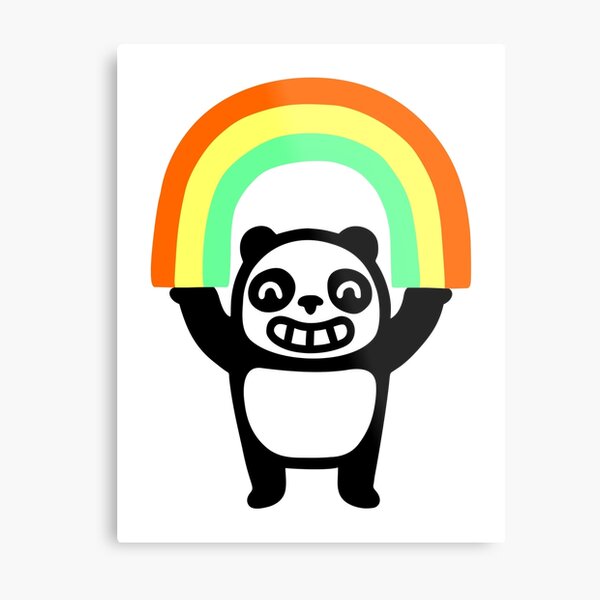 Panda Found A Rainbow Metal Print