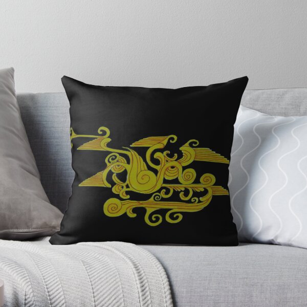 Golden Deco Emblem (on black) Throw Pillow