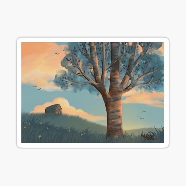Barn at Sunset Sticker