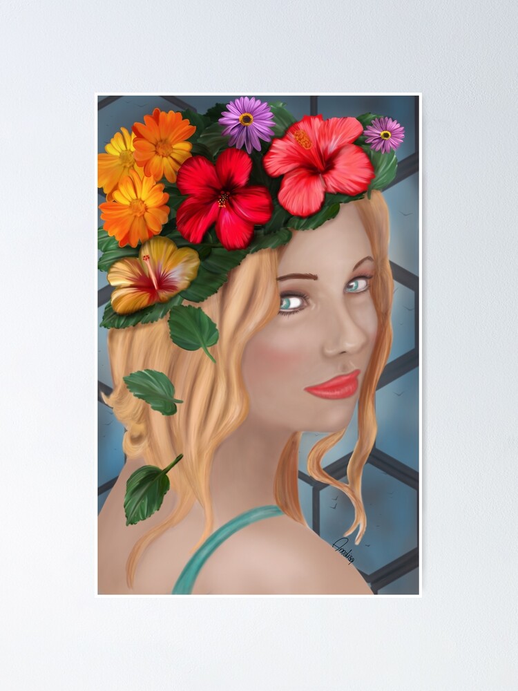 Alternate view of The girl with the flower on the head Poster