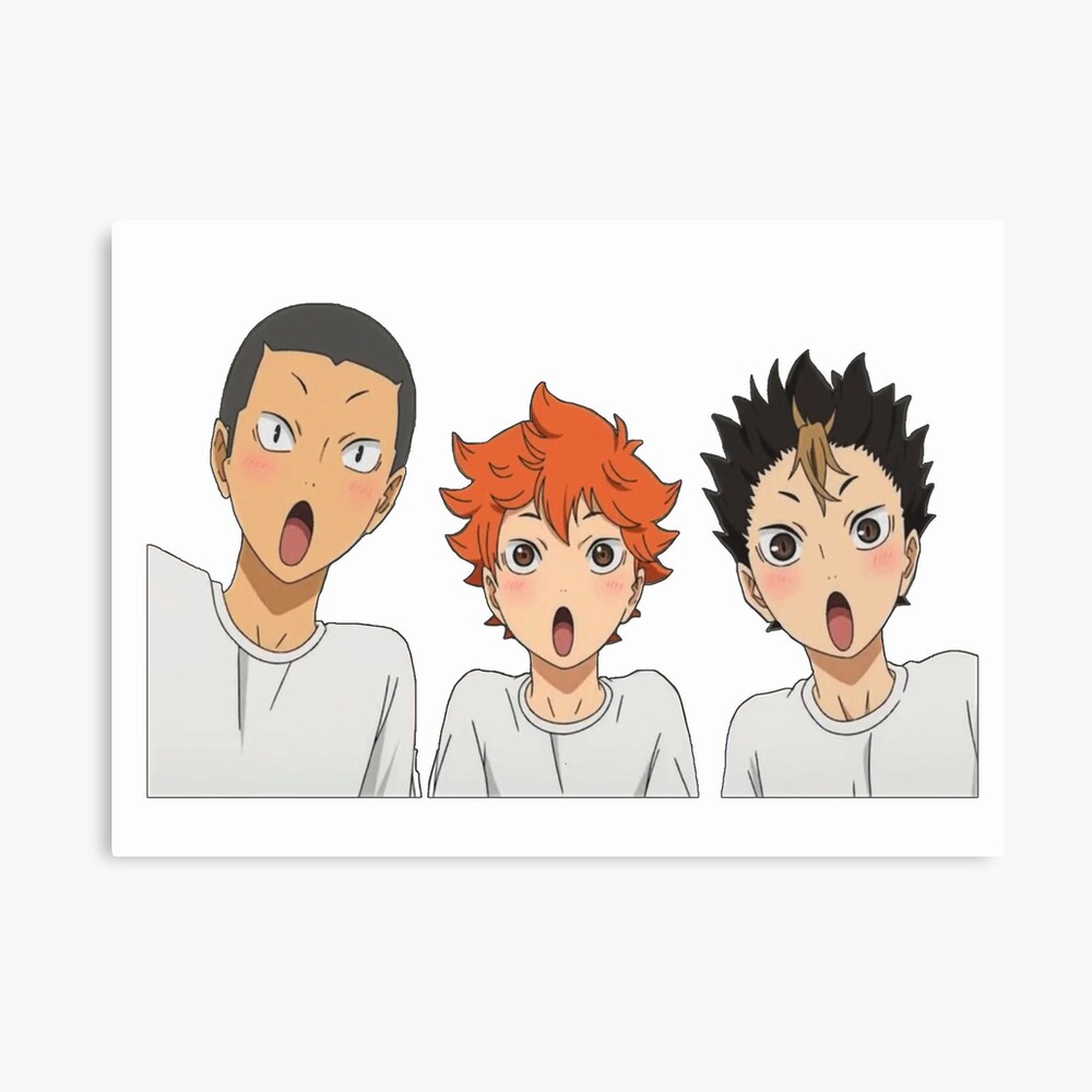 haikyuu hinata nishinoya tanaka surprised meme metal print by namg7 redbubble