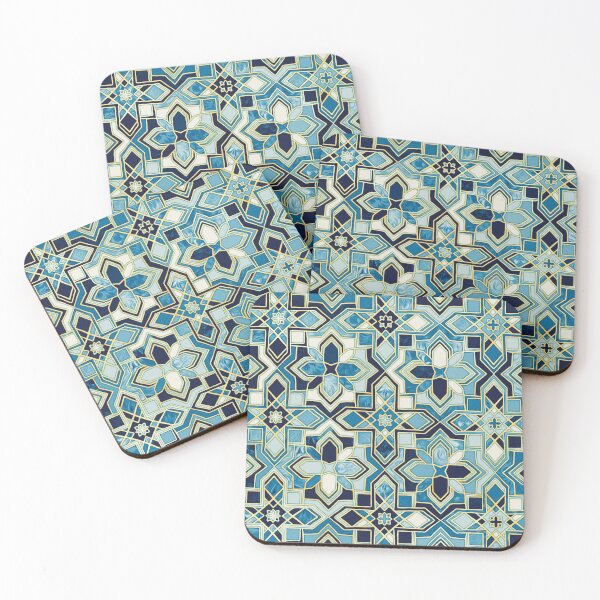 Item preview, Moody Moroccan Blues Gilded Tile Patchwork Pattern designed and sold by micklyn.