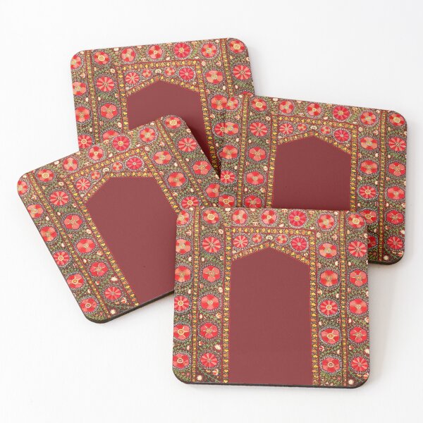 Item preview, ANTIQUE RED YELLOW GREEN FLORAL UZBEK EMBROIDERY WITH POMEGRANATE FLOWERS designed and sold by BulganLumini.