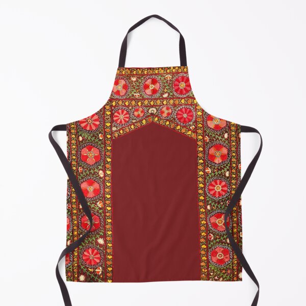 Item preview, ANTIQUE RED YELLOW GREEN FLORAL UZBEK EMBROIDERY WITH POMEGRANATE FLOWERS designed and sold by BulganLumini.
