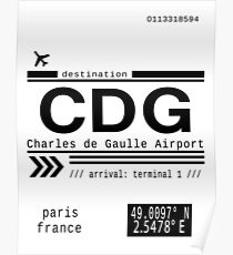 CDG Charles de Gaulle Airport Paris France Call Letters Poster