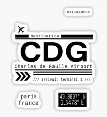 CDG Charles de Gaulle Airport Paris France Call Letters Sticker
