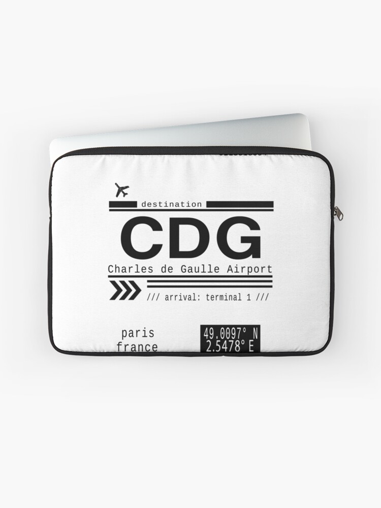 CDG Charles de Gaulle Airport Paris France Call Letters Laptop Sleeve