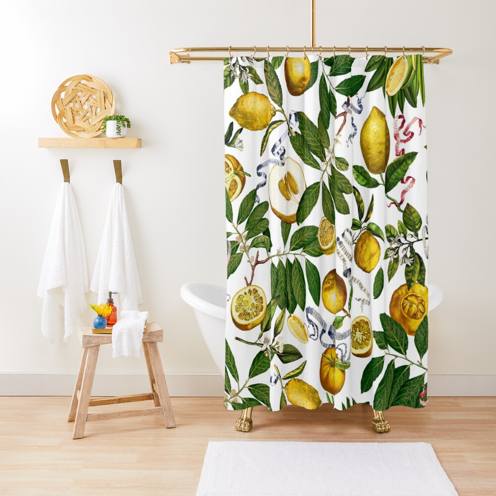 Lemon Tree - White | Shower Curtain