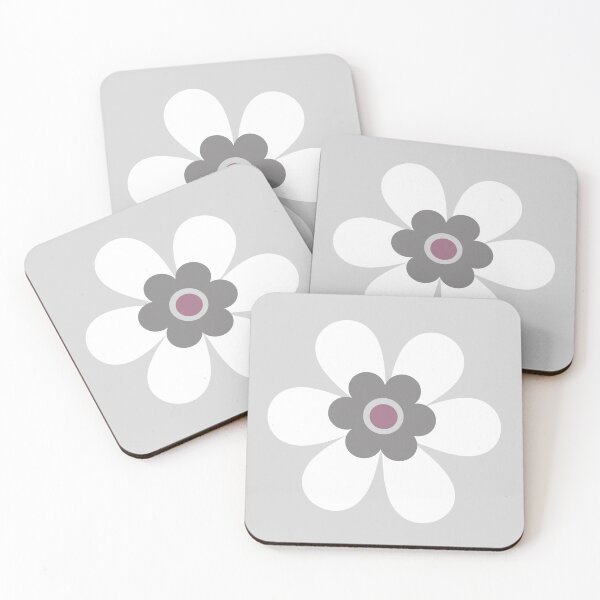 Item preview, Its all about pastel with this cute retro 80s simple flower power block colour groovy graphic in white, slate and soft grey, and mauve.  designed and sold by Caroline Laursen.