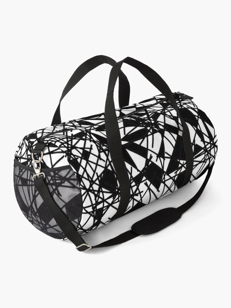 Discover 80s Abstract Black White Shards Pattern Duffel Bag